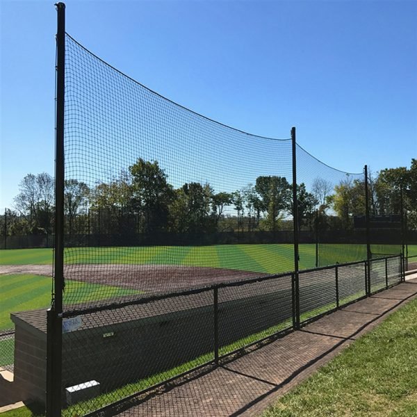 Custom golf driving range net to protect window from damage